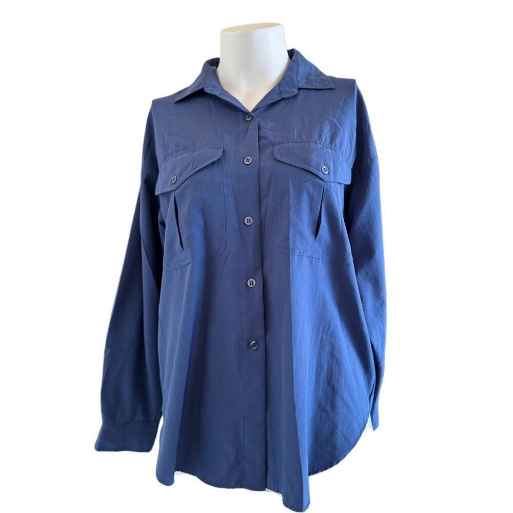 Ashleigh Morgan women’s M button up vintage 90s button up blue